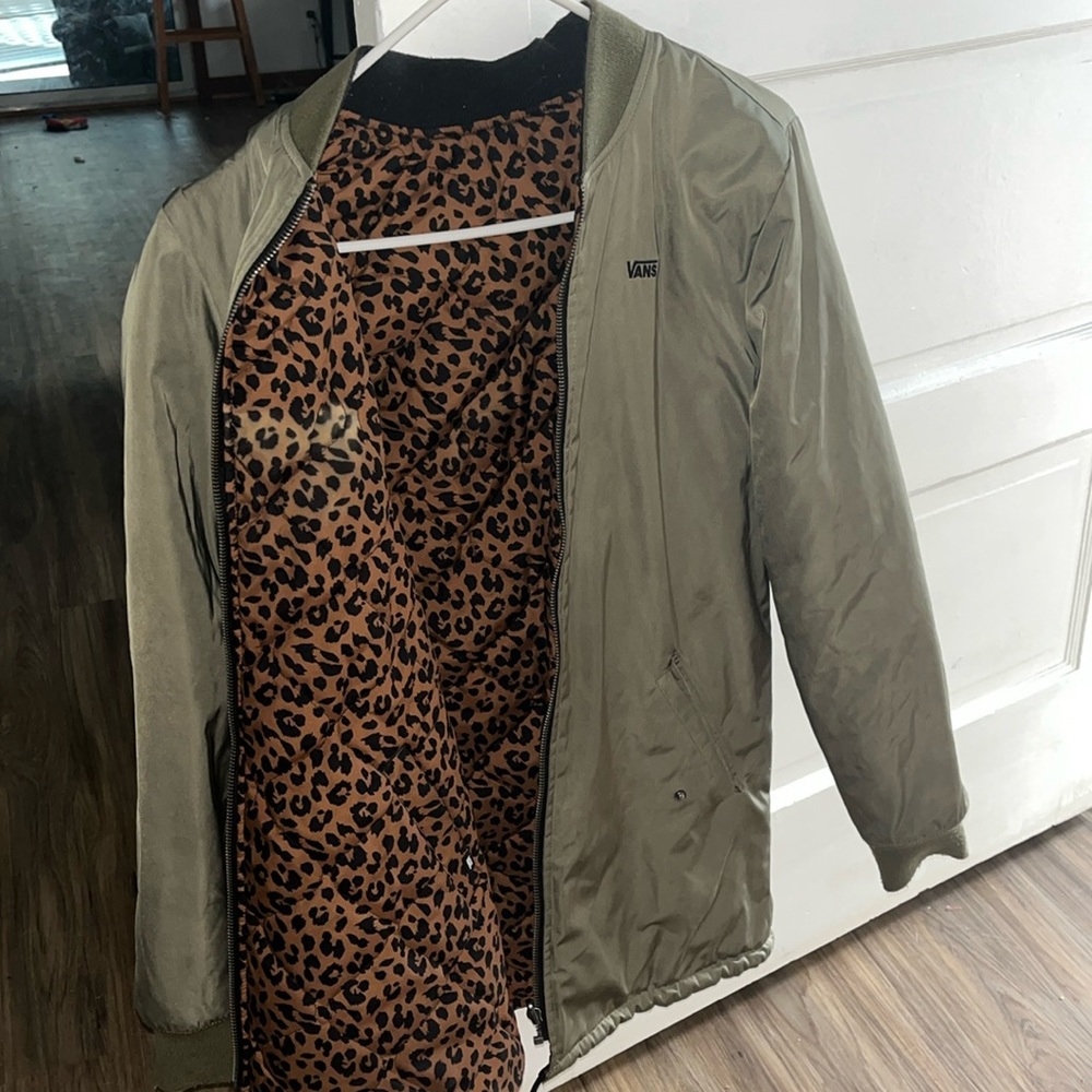 Vans Reversible Jacket Cheetah Print and Army Green Medium
